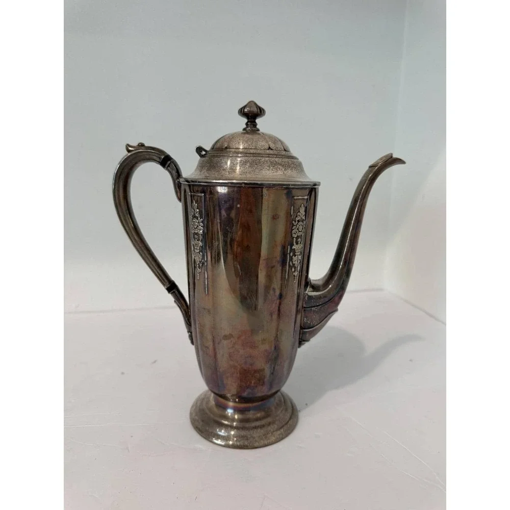 1847 Vintage Rogers Bros Ambassador Silverplate Coffee Pot Tea Server Silver Pla